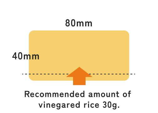 Recommended amount of vinegared rice 30g. 80×40mm